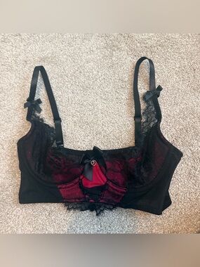 Lovehoney Boudoir Belle Cherry Push-Up Longline Bra Size S